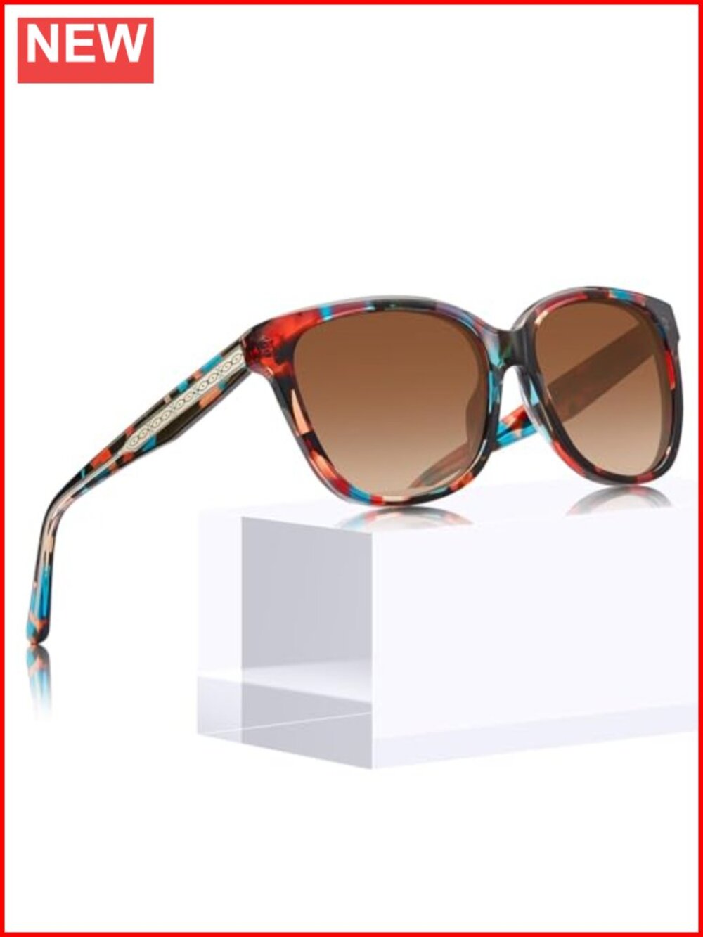 Square Polarized Sunglasses UV Protection Acetate Full Frame Retro Wrap